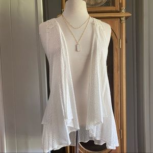 NY COLLECTION Size M White Crochet Cardigan